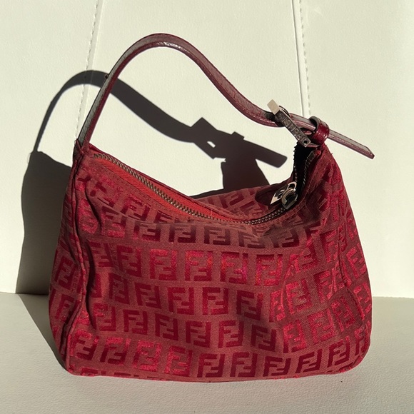 Fendi Handbags - Vintage Fendi Red Zucchino Mini Pochette by Karl Lagerfield